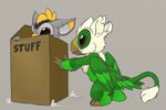  alien alternate_species anthro barefoot beak box cardboard_box disney duo english_text experiment_(species) fan_character lilo_and_stitch male nude ovni petrock pushing standing text thundersong 