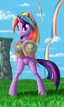  2014 cheerleader cliff cloud cutie_mark equine feathered_wings feathers female friendship_is_magic fur grass hair horn looking_at_viewer mammal multicolored_hair my_little_pony outside purple_eyes purple_fur rainbow rainbow_hair sky smile solo twilight_sparkle_(mlp) winged_unicorn wings zigword 