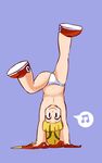  blonde_hair capcom clothing digital_media_(artwork) female fupoo hair handstand looking_at_viewer mega_man_(series) not_furry panties roll_(megaman) simple_background smile solo spread_legs spreading topless underwear upside_down video_games young 