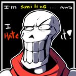  bone english_text low_res male papyrus_(undertale) reaction_image scarf skeleton smile text undertale unknown_artist video_games 