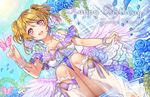  blonde_hair blush brown_hair bug butterfly character_name dated dress dutch_angle flower frills gradient_eyes hair_ornament hairclip happy_birthday insect jewelry koizumi_hanayo love_live! love_live!_school_idol_project madogawa multicolored multicolored_eyes purple_eyes short_hair smile solo 