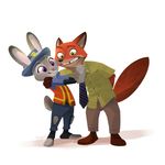  canine clothing cute disney duo female fox fur grey_fur hat judy_hopps lagomorph leaning long_ears male mammal necktie nick_wilde orange_fur police police_uniform rabbit raiilynezz selfie size_difference smile standing uniform zootopia 