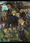  alma_beoulve animal argath_thadalfus armor armored_boots bad_id bad_pixiv_id bird blonde_hair blue_sky book boots braid breastplate brown_eyes brown_hair building bush cape cidolfus_orlandeau clenched_hands cloak cloud cloud_strife cloudy_sky day degite delita_heiral final_fantasy final_fantasy_tactics flying full_body gloves grass hand_in_hair holding holding_sword holding_weapon hood hooded_cloak house isilud_tengille knight long_hair looking_at_viewer meliadoul_tengille multiple_boys mustadio_bunansa orran_durai outdoors ovelia_atkascha plant ramza_beoulve rock short_hair shoulder_spikes single_braid sky spikes standing sword very_long_hair weapon 
