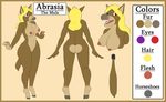  2016 abrasia anthro big_nipples blonde_hair breasts donkey dr_zombie equine female fur hair heterochromia hi_res horseshoe mammal model_sheet multicolored_fur nipples two_tone_fur 