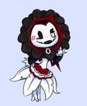  blush brooch clothing eyelashes fangs female flora_fauna flower freckles one_eye_closed open_mouth plant plants_vs_zombies skirt smile solo sunflower unknown_artist vampire white_eyes wink 