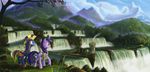  2015 animated avian bird blue_eyes blue_fur detailed_background devinian duo equine equum_amici female friendship_is_magic fur hair horn house male mammal mountain multicolored_hair my_little_pony nature outside pegasus purple_eyes purple_fur purple_hair sky twilight_sparkle_(mlp) two_tone_hair water waterfall winged_unicorn wings 