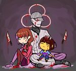  add-ons_(off) ambiguous_gender baseball_uniform blood clothing dress female footwear hair hat knife long_hair off_(game) protagonist_(undertale) shoes tagme the_batter undertale uniform unknown_artist video_games yume_nikki 
