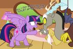  2016 antlers dialogue discord_(mlp) draconequus english_text equine female friendship_is_magic horn male mammal my_little_pony pregnant red_ees scared text twilight_sparkle_(mlp) winged_unicorn wings 