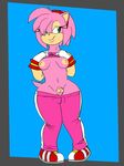  2016 amy_rose breasts clothing dickgirl erection fur green_eyes hair intersex legwear lips penis pink_fur presenting short_hair smile solo sonic_(series) spikes undressing 