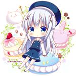  bitter_crown blue_eyes blue_hair chibi gochuumon_wa_usagi_desu_ka? hair_ornament hairclip hat kafuu_chino kafuu_chino's_school_uniform long_hair lowres school_uniform single_stripe tippy_(gochiusa) x_hair_ornament 