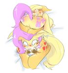  2016 applejack_(mlp) balls blonde_hair blush cum cum_in_mouth cum_inside cutie_mark dickgirl dickgirl/female duo earth_pony equine female feral fluttershy_(mlp) friendship_is_magic hair hooves horse intersex intersex/female long_hair lying mammal manfartwish my_little_pony on_back on_top oral pegasus pink_hair pony sex wings 