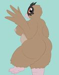  anthro areola avian beak belly big_breasts bird breasts brown_fur butt feathered_wings feathers female fur hi_res hoothoot looking_at_viewer looking_back nintendo nipples nude open_mouth overweight owl pok&eacute;mon posexe red_eyes side_boob simple_background solo thick_thighs video_games voluptuous wide_hips wings 