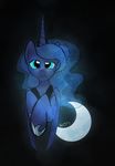  2013 absurd_res black_background blue_eyes blue_feathers blue_fur blue_hair blush crown darkflame75 equine feathered_wings feathers female feral friendship_is_magic fur hair hi_res horn jewelry looking_at_viewer mammal moon my_little_pony necklace princess_luna_(mlp) simple_background solo winged_unicorn wings 