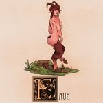  2015 breasts brown_fur brown_hair butt faun female fur hair horn long_hair looking_at_viewer mythology nathanandersonart nipples nude pointy_ears side_boob solo 