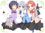  :d ^_^ alternate_costume anko_(gochiusa) bean_paste blue_eyes blue_footwear blue_gk chimame-tai closed_eyes coffee_pot cup fang gochuumon_wa_usagi_desu_ka? hair_ornament jouga_maya kafuu_chino long_hair long_skirt mary_janes matching_outfit multiple_girls natsu_megumi open_mouth rabbit_house_uniform saucer shoes skirt smile spoon sugar_cube tippy_(gochiusa) wild_geese 