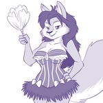  anthro black_and_white black_eyes black_nose bow breasts buckteeth canine carmelita_fox clothed clothing digital_media_(artwork) eyebrows fox fur hair lonbluewolf long_hair looking_at_viewer maid maid_uniform mammal monochrome nipples open_mouth simple_background sketch sly_cooper_(series) teeth tongue uniform video_games white_background white_sclera 