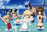  :d ;d \o/ aircraft_carrier anchovy arms_up artist_request bikini black_bikini blonde_hair blue_eyes braid breasts brown_hair camcorder camouflage camouflage_bikini casual_one-piece_swimsuit cleavage cloud cloudy_sky darjeeling day drill_hair fang flag_print frilled_swimsuit frills garrison_cap girls_und_panzer green_hair hair_ribbon hat highres holding italian_flag italian_flag_bikini katyusha kay_(girls_und_panzer) long_hair looking_at_another looking_at_viewer medium_breasts military military_vehicle multiple_girls navel nishizumi_maho nonna ocean official_art one-piece_swimsuit one_eye_closed open_mouth outdoors outstretched_arms print_bikini red_swimsuit ribbon scan ship short_hair side-tie_bikini sky small_breasts smile splashing swimsuit twin_drills twintails v-shaped_eyebrows wading warship water_gun watercraft white_swimsuit zuikaku_(girls_und_panzer) 
