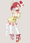  bow breasts cleavage food food_print food_themed_clothes food_themed_hair_ornament fruit full_body gloves grey_background hair_ornament hairband looking_at_viewer medium_breasts miyoshino original personification red_bow red_eyes red_footwear red_hair see-through shirt shoes short_hair side_ponytail skirt smile solo standing strawberry strawberry_hair_ornament strawberry_print thighhighs whipped_cream white_bow white_gloves white_legwear yellow_shirt 