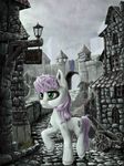  2015 alpha_channel barrel cart cloud cutie_mark equine female feral friendship_is_magic fur gate green_eyes hair hi_res horn house lamp mammal multicolored_hair my_little_pony nemo2d outside purple_hair raining rampart road rock simple_background solo sweetie_belle_(mlp) transparent_background two_tone_hair unicorn wet_hair white_fur 