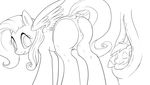  2016 big_macintosh_(mlp) black_and_white butt clothing dock duo equine feathered_wings feathers female feral fluttershy_(mlp) friendship_is_magic hair line_art long_hair macro male male/female mammal micro monochrome my_little_pony panties pegasus pussy smile sugahbite unbirthing underwear vore wings 