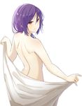  aemu_(august_life) back looking_back nude orange_eyes original purple_hair smile solo 