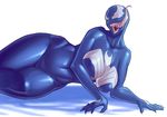  alien athletic big_breasts black_nipples breasts crossgender female invalid_tag long_tongue looking_at_viewer marvel navel nipples not_furry nude pattern perverted pose rhodesio sharp_teeth simple_background smile solo spider-man symbiote teeth thick_thighs tongue venom white_background 