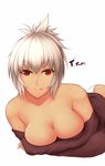  :p bare_shoulders breast_press breasts character_name cleavage dark_skin eyebrows eyebrows_visible_through_hair hair_between_eyes large_breasts league_of_legends long_sleeves looking_at_viewer lying no_bra off_shoulder on_stomach panties red_eyes riven_(league_of_legends) ryu_seung simple_background solo tongue tongue_out underwear white_background white_hair white_panties 