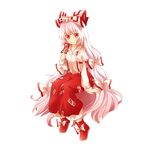  bad_id bad_pixiv_id blush bow fujiwara_no_mokou full_body hair_bow hair_ribbon highres long_hair ofuda red_eyes ribbon silver_hair solo suspenders touhou transparent_background zawameki 