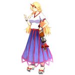  absurdres bad_id bad_pixiv_id blonde_hair bottle full_body geta highres horn hoshiguma_yuugi long_hair red_eyes ryuushou solo touhou transparent_background 