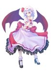  aka_(shoumae) bad_id bad_pixiv_id bat_wings blue_hair bobby_socks dress full_body hat high_heels highres lavender_hair looking_at_viewer nail_polish orange_eyes petticoat red_nails remilia_scarlet shoes skirt skirt_set socks solo touhou transparent_background wings 