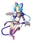  :3 animal_ears anklet barefoot blue_hair cat_ears cat_tail flat_chest green_eyes headband jewelry meracle_chamlotte navel o-ring revealing_clothes solo star_ocean star_ocean_the_last_hope stirrup_legwear tail takase_hironori thighhighs toeless_legwear 