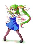  bad_id bad_pixiv_id bow breasts daiyousei full_body green_eyes green_hair hair_bow heart highres medium_breasts merri one_eye_closed pantyhose side_ponytail solo touhou transparent_background wings 