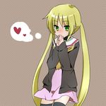  bad_id bad_pixiv_id blonde_hair blush cardigan green_eyes hayate_no_gotoku! heart long_hair sanzen'in_nagi school_uniform serafuku shacttainw solo thighhighs twintails 