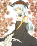  bad_id bad_pixiv_id bare_shoulders dress flower frills hat mono_(recall) silver_hair solo umineko_no_naku_koro_ni virgilia 