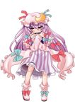 child full_body hat highres knees long_hair mayuge_inu patchouli_knowledge purple_eyes purple_hair shy solo touhou transparent_background 