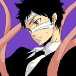  bandage bandages black_hair boy katekyo_hitman_reborn katekyo_hitman_reborn! khr lowres male male_focus necktie oekaki sweat tentacle tentacles_on_male tie yamamoto_takeshi 