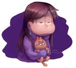  bad_id bad_pixiv_id brown_hair cat cosplay earrings esper_nyanko glasses hamsue hood hoodie ichiko_(osomatsu-san) jewelry jitome long_hair matsuno_ichimatsu matsuno_ichimatsu_(cosplay) osomatsu-san twitter_username 