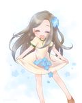  brown_hair closed_eyes dress flower flower_fairy_(osomatsu-kun) hair_flower hair_ornament mitsuyahachiko osomatsu-kun osomatsu-san petals smile solo 