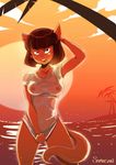  2016 ann_gora anthro areola beach big_breasts breasts cat clothing erect_nipples feline female hair looking_at_viewer mammal navel nipples pussy samasan_(artist) seaside shirt smile solo swat_kats translucent transparent_clothing wet_clothes wet_t-shirt 