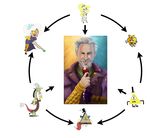  beard bill_cipher blonde_hair discord_(mlp) eris facial_hair fangs female friendship_is_magic fusion hair hat hexafusion lips male my_little_pony red_eyes sheogorath the_elder_scrolls the_grim_adventures_of_billy_and_mandy top_hat video_games white_hair wings yellow_sclera 