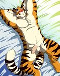 ango76 balls bed feline hands_behind_head lying male mammal muscular nude penis slightly_chubby tiger 