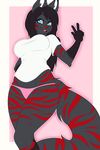  anthro clothed clothing feline female invalid_tag kammymau looking_at_viewer mammal open_mouth panties simple_background solo stripes teeth tongue underwear 