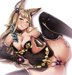 :q animal_ears anus ass black_legwear blonde_hair blush bottomless breasts cleavage covered_navel detached_collar detached_sleeves erune granblue_fantasy grey_eyes long_hair looking_at_viewer lying medium_breasts metera_(granblue_fantasy) mole mole_under_mouth on_side pubic_hair smile solo spread_anus spread_legs thighhighs tongue tongue_out yunodon_(sugar_maple) 