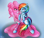  2016 blush clitoris cutie_mark earth_pony equine female female/female feral friendship_is_magic fur goo hair horse mammal multicolored_hair my_little_pony novaspark nude pinkie_pie_(mlp) pony pussy rainbow_dash_(mlp) simple_background slime smile tentacles 