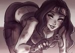  asami_sato ass avatar_(series) breasts cleavage dimples_of_venus dirty fingerless_gloves gloves goggles goggles_on_head iahfy looking_at_viewer mechanic medium_breasts monochrome naughty_face smile solo tank_top the_legend_of_korra wrench 