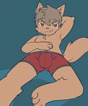  boxers_(clothing) bulge claws clothing danboyya2000 hand_behind_head looking_at_viewer male naughty_face piercing red_eyes tongue tongue_out underwear 