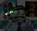  2015 animatronic avj_(artist) five_nights_at_freddy&#039;s five_nights_at_freddy&#039;s_2 glowing glowing_eyes human lagomorph machine mammal mike_schmidt rabbit robot toy_bonnie_(fnaf) video_games 