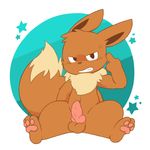  angry animal_genitalia animal_penis balls canine_penis clenched_teeth eevee erection knot looking_at_viewer male middle_finger nintendo nude oob pawpads penis pok&eacute;mon solo teeth video_games 