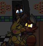  2015 animatronic avian avj_(artist) bear bird canine chicken five_nights_at_freddy&#039;s five_nights_at_freddy&#039;s_2 fox foxy_(fnaf) freddy_(fnaf) glowing glowing_eyes machine mammal robot toy_chica_(fnaf) video_games 