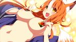  akina_(character) animal_humanoid big_breasts breasts canine charms clothing cute fangs fox fox_humanoid fur hair half_naked humanoid invalid_tag japanese_clothing kimono mammal red_hair sakura_santa video_games yellow_eyes 